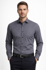                              NM h.u slim fit elasztikus ing - Acélkék mintás Mintás ing